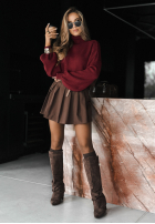 Wiskozowy sweter z golfem Hear My Words burgundowy