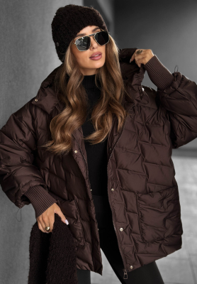 Choose Yourself chocolate hooded down jacket