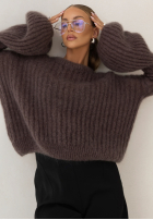 Moherowy sweter z szerokimi rękawami Cocomore Cloudly mokka
