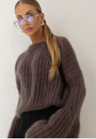 Moherowy sweter z szerokimi rękawami Cocomore Cloudly mokka