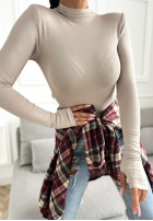 Bluzka longsleeve z półgolfem First Of All mokka