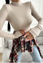 Bluzka longsleeve z półgolfem First Of All mokka