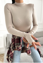 Bluzka longsleeve z półgolfem First Of All mokka