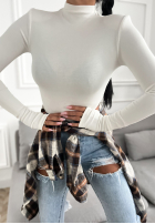 Bluzka longsleeve z półgolfem First Of All ecru