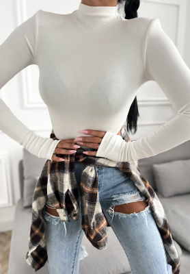 Bluzka longsleeve z p&oacute;łgolfem First Of All ecru