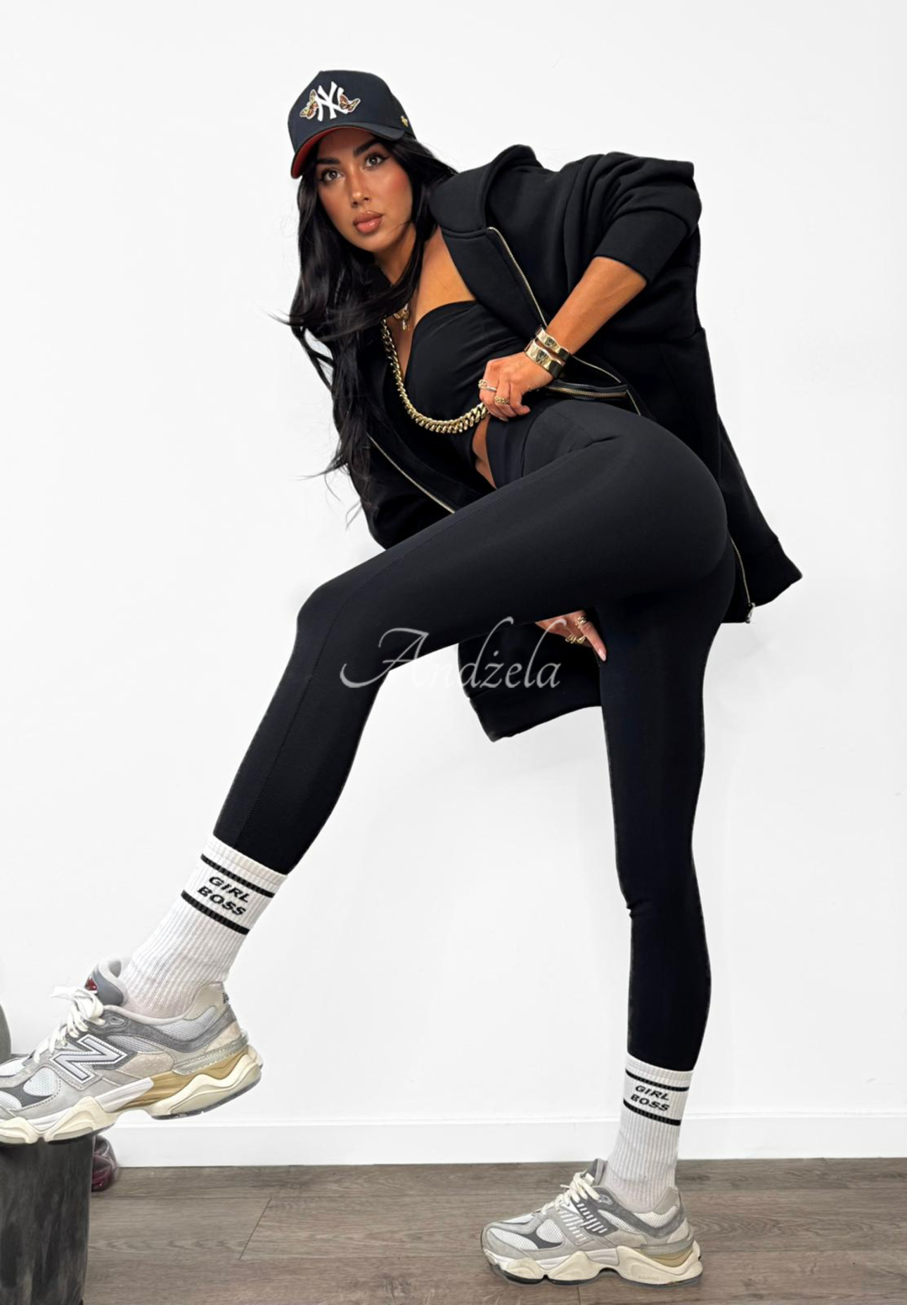 Wiskozowe legginsy narciarki z zapiętkami La Milla Just Waiting czarne