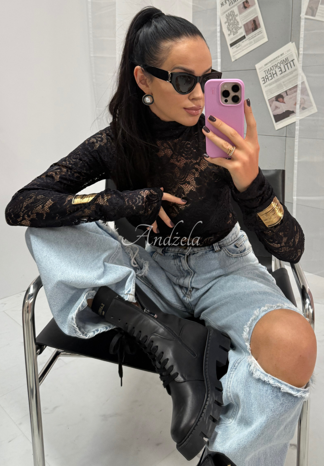 La Milla lace viscose blouse I'm Yours black