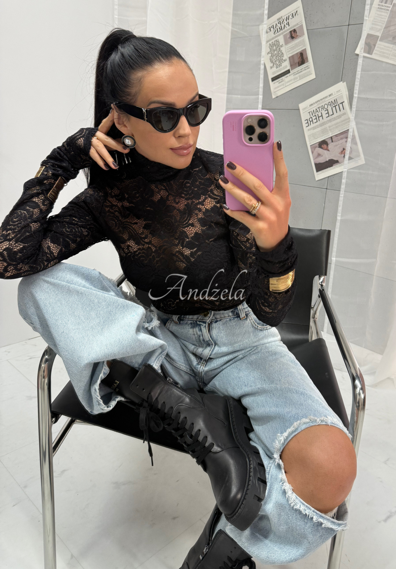 La Milla lace viscose blouse I'm Yours black