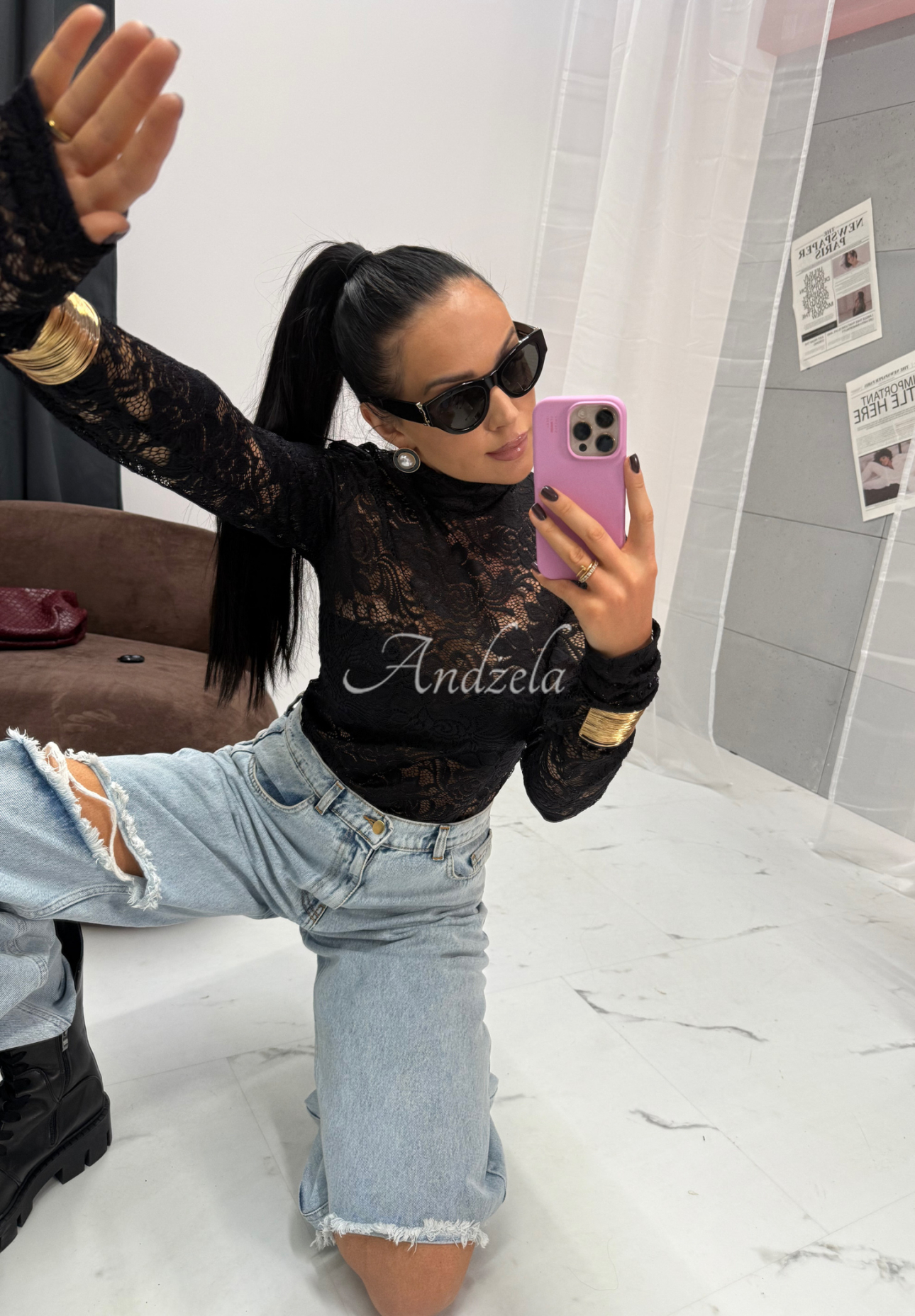 La Milla lace viscose blouse I'm Yours black