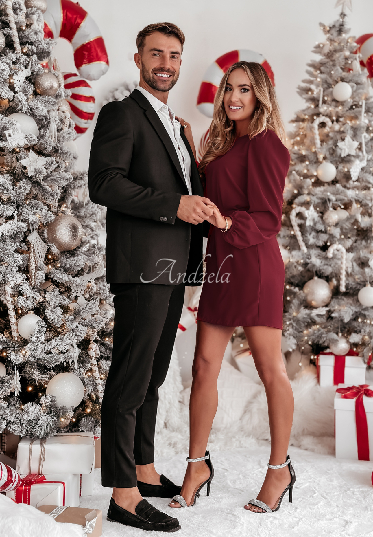 Dress with buffets and belt Crazy About You burgundy