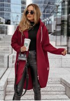 Długa bluza z kapturem Peaceful Mind burgundowa