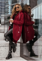 Długa bluza z kapturem Peaceful Mind burgundowa