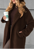 Długi płaszcz kożuszek Arctic czekoladowy