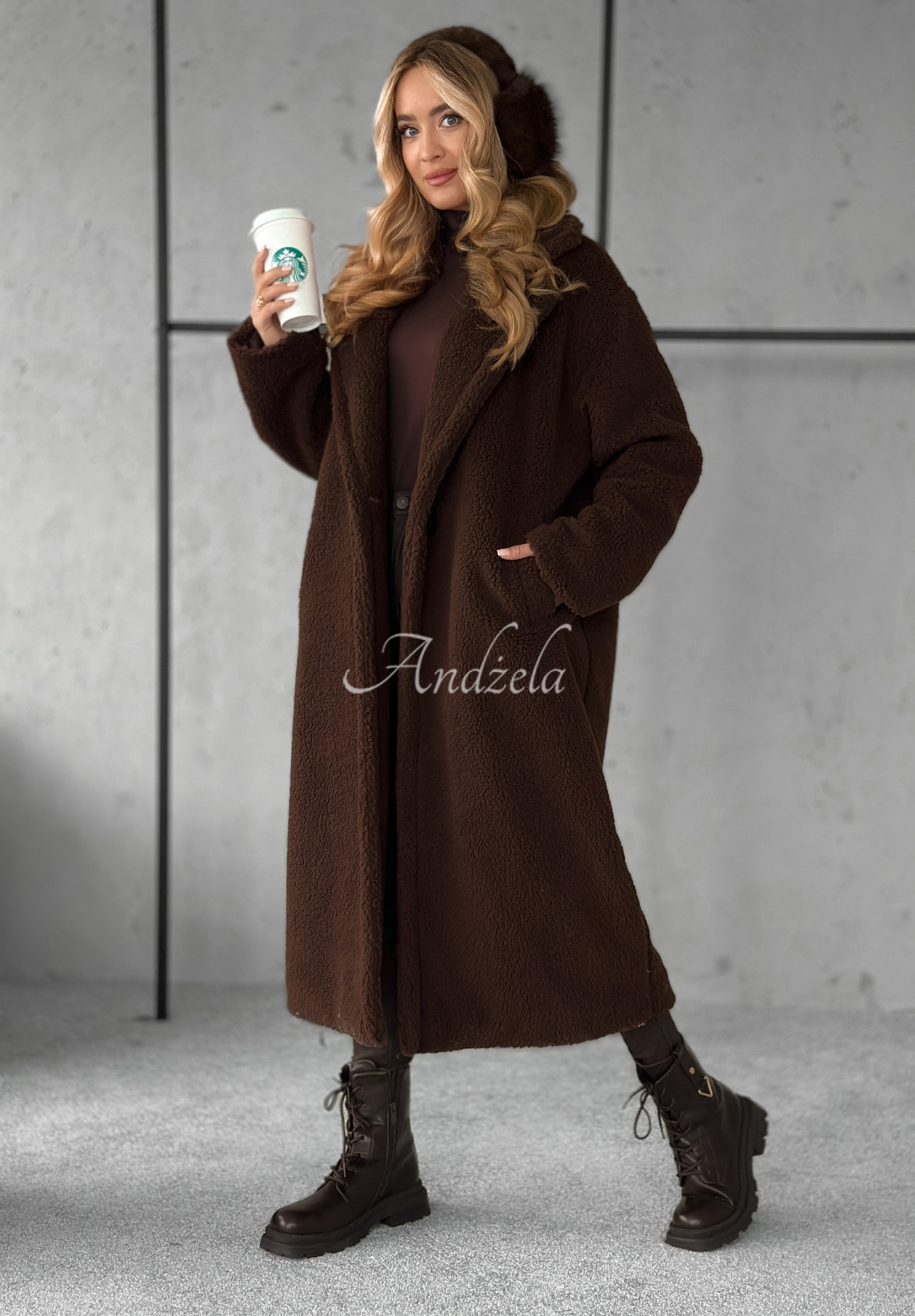 Long sheepskin coat Arctic chocolate