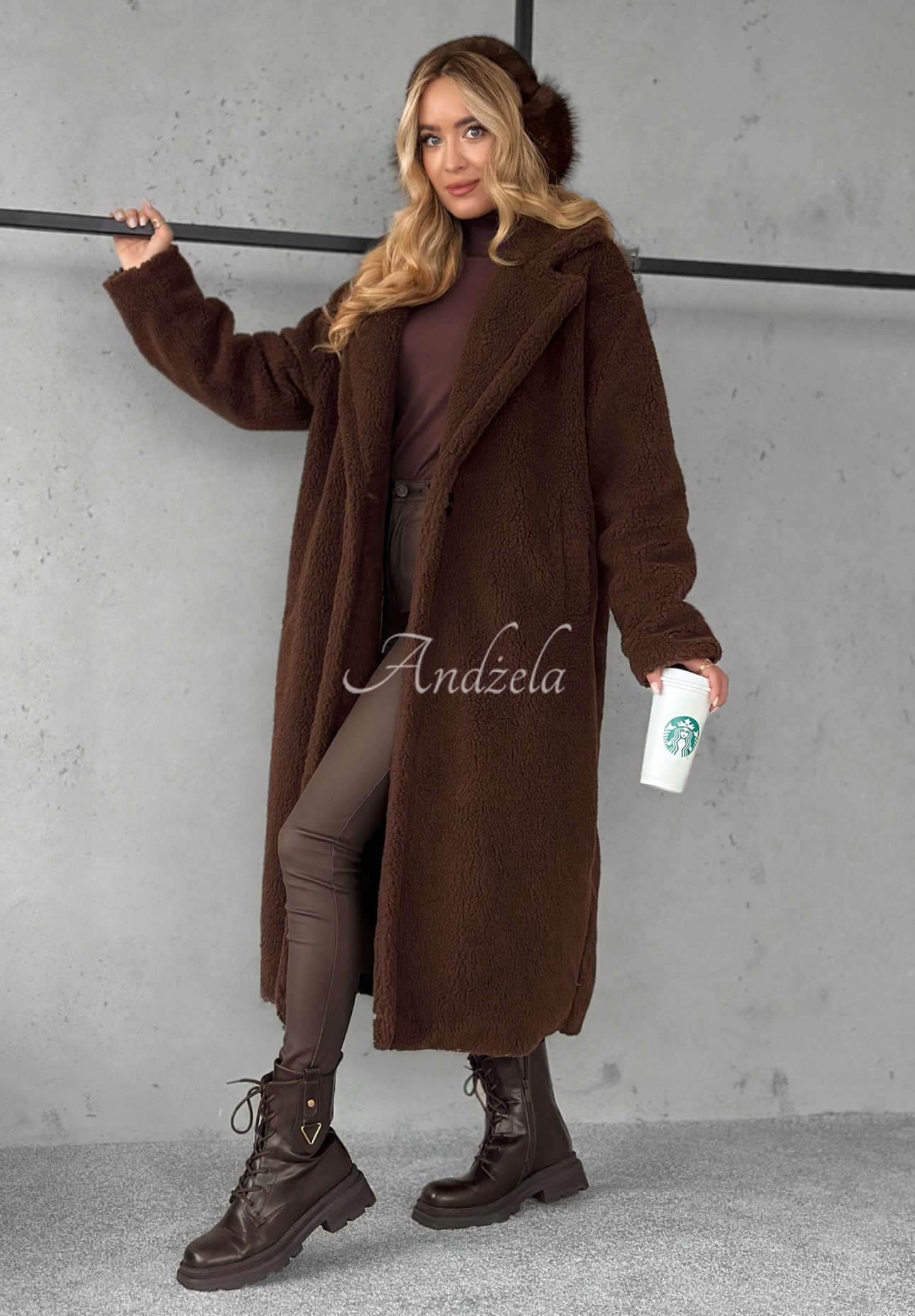 Long sheepskin coat Arctic chocolate