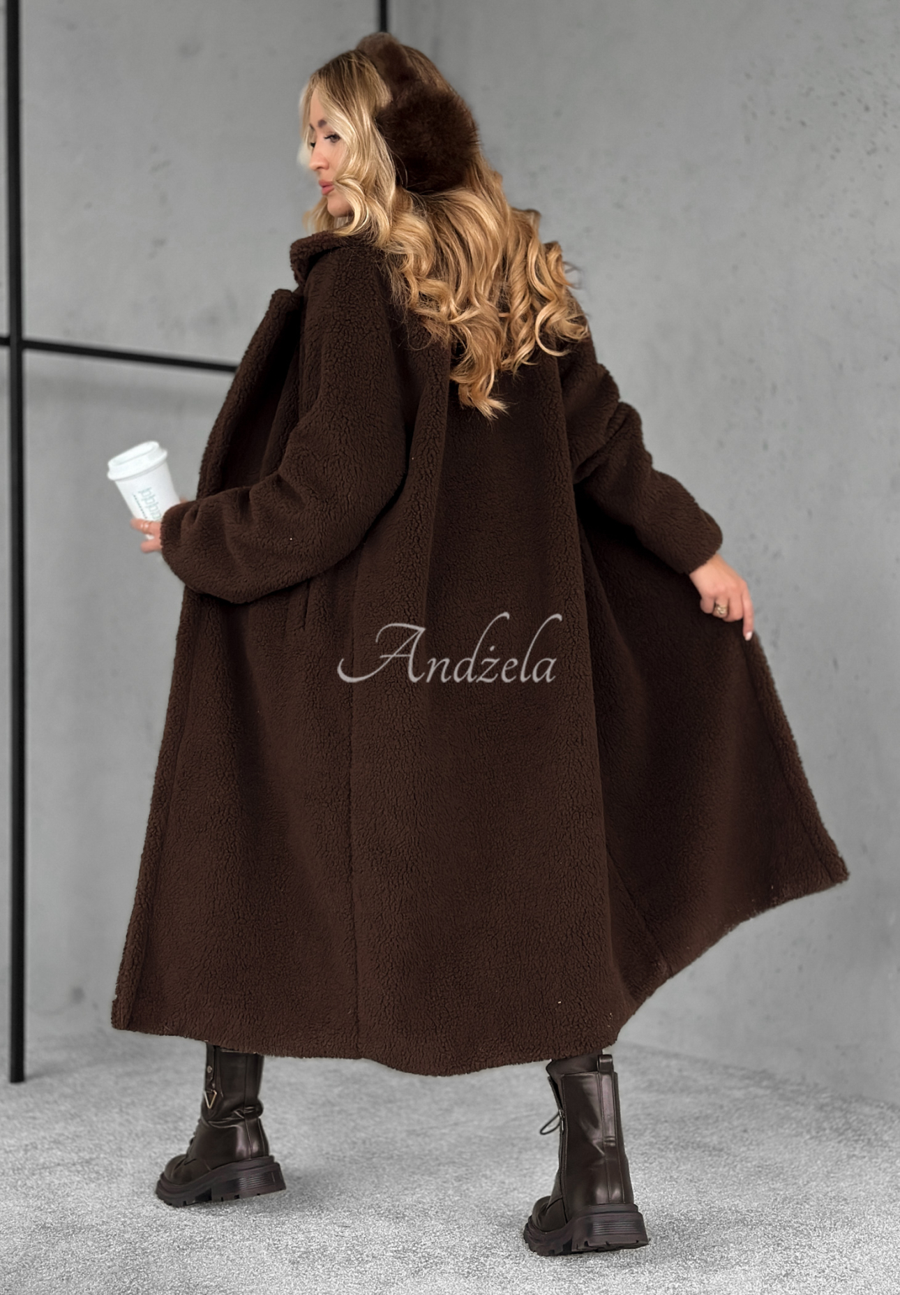 Long sheepskin coat Arctic chocolate