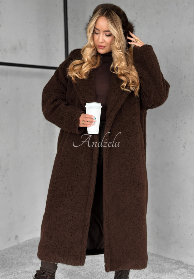 Long sheepskin coat Arctic chocolate