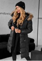 Long quilted jacket with fur Autumn Rush black