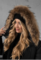 Pikowana kurtka z futerkiem Autumn Rush czarna