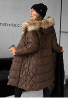 Pikowana kurtka z futerkiem Autumn Rush czekoladowa