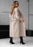 Długi płaszcz z paskiem Cocomore Deep Breath camelowy