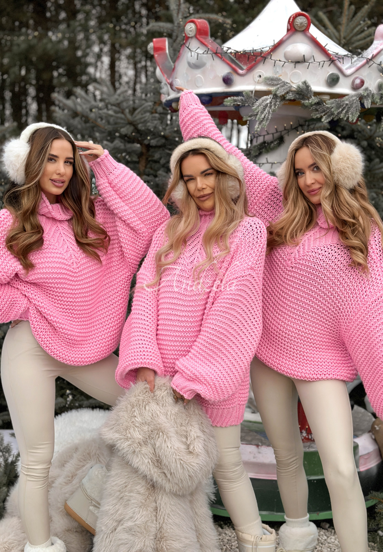 Braided wool sweater Winter Is In The Air pink