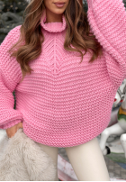 Pleciony sweter z wełną Winter Is In The Air różowy