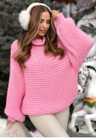 Pleciony sweter z wełną Winter Is In The Air różowy