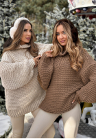 Pleciony sweter z wełną Winter Is In The Air mokka