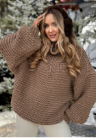 Pleciony sweter z wełną Winter Is In The Air mokka