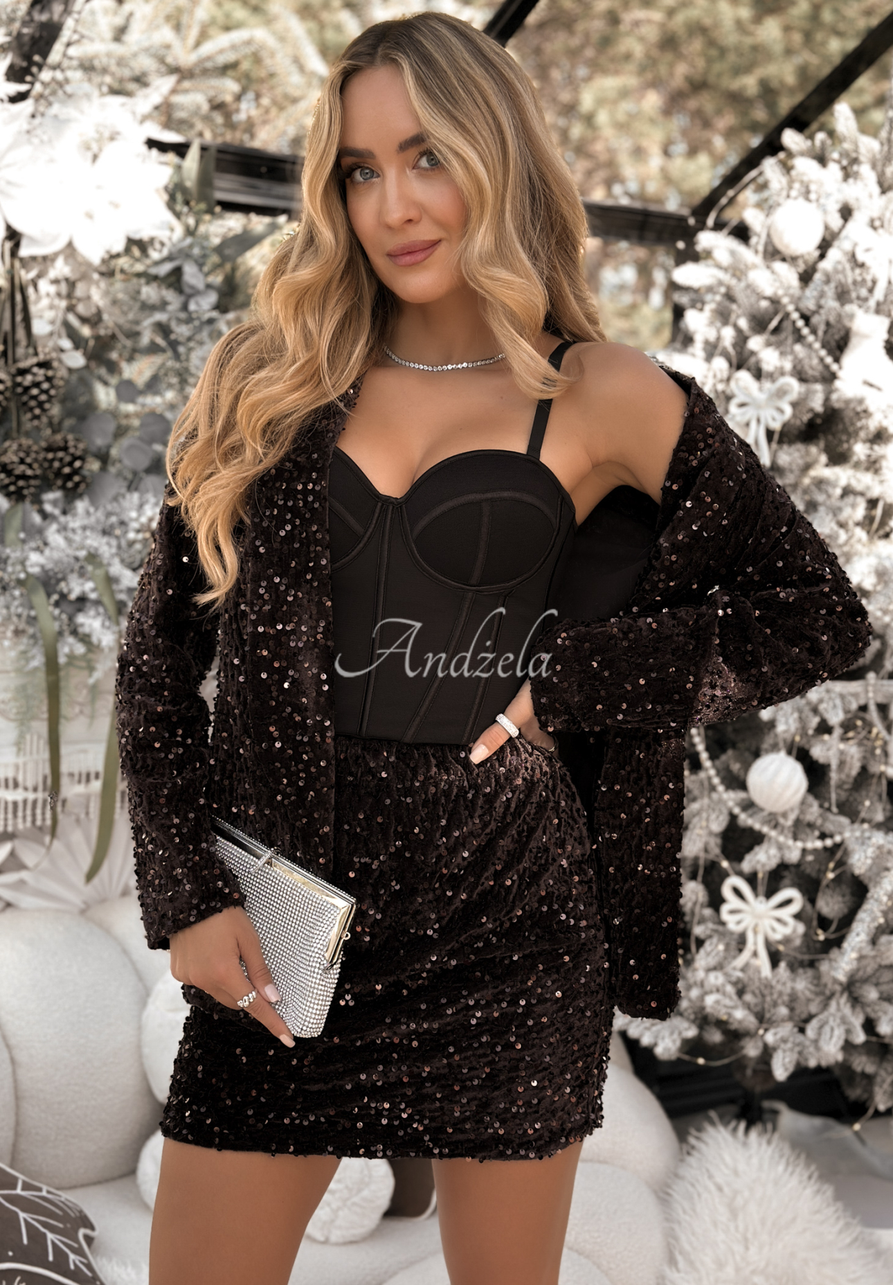 Sequin mini Christmas Wrapping chocolate skirt