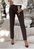 Eleganckie spodnie cygaretki Grand Celebration czekoladowe