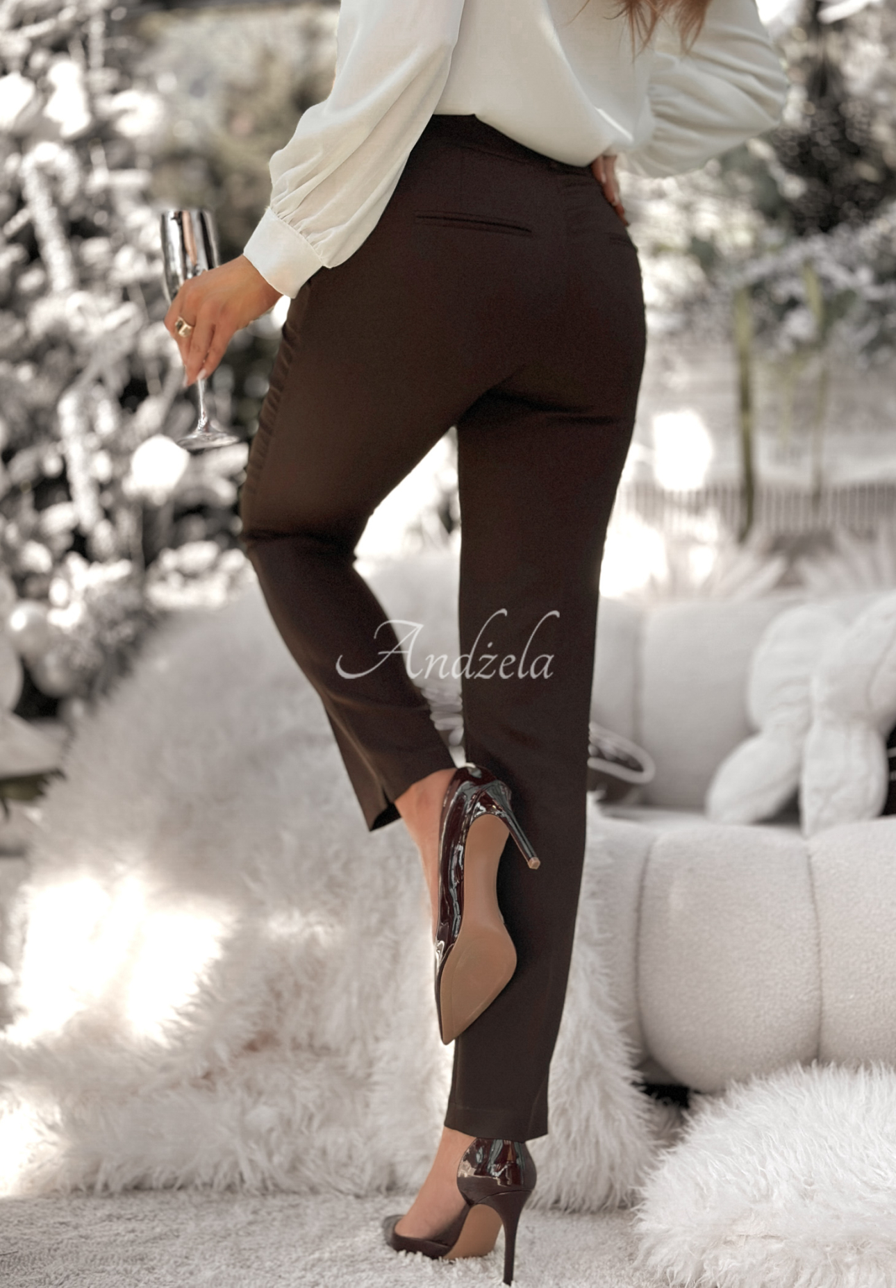 Elegant viscose viscose cigarette pants Grand Celebration chocolate