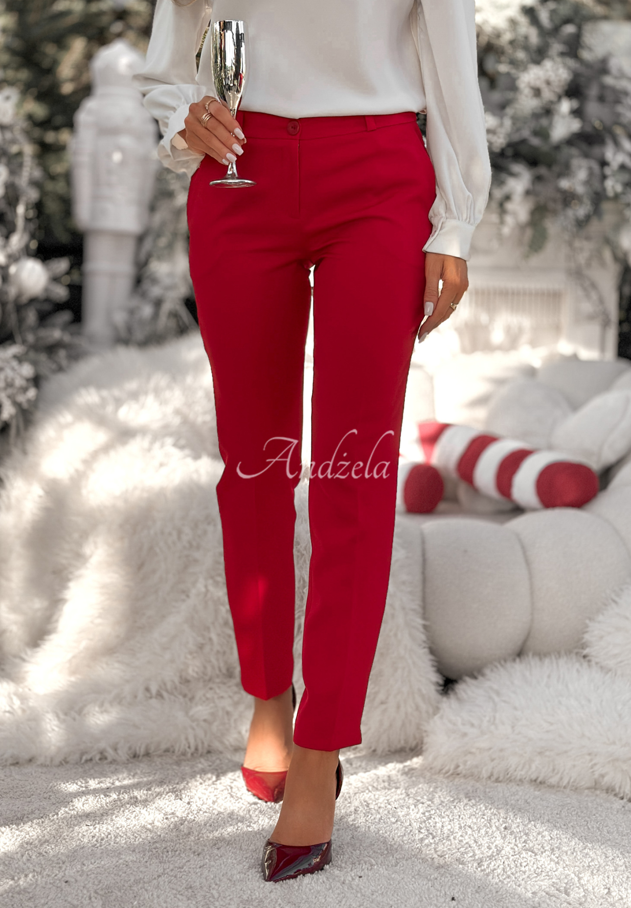 Elegant viscose cigarette pants Grand Celebration red