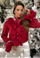 Elegant shirt with jabot and frills Wonderful Time red