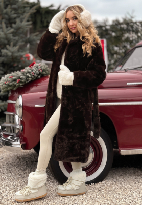 Long fur coat Beside The Fire chocolate