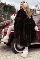 Długi płaszcz futerko October Chill czekoladowy