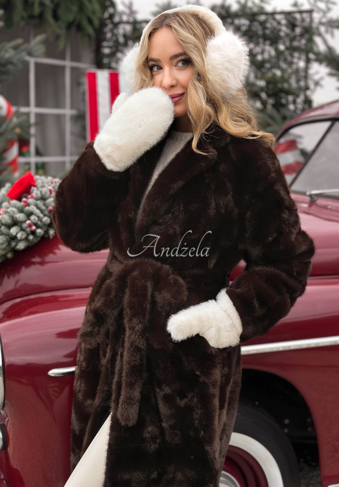 Long fur coat Beside The Fire chocolate