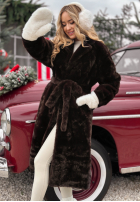 Długi płaszcz futerko October Chill czekoladowy