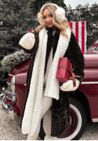 Długi płaszcz futerko October Chill czekoladowy