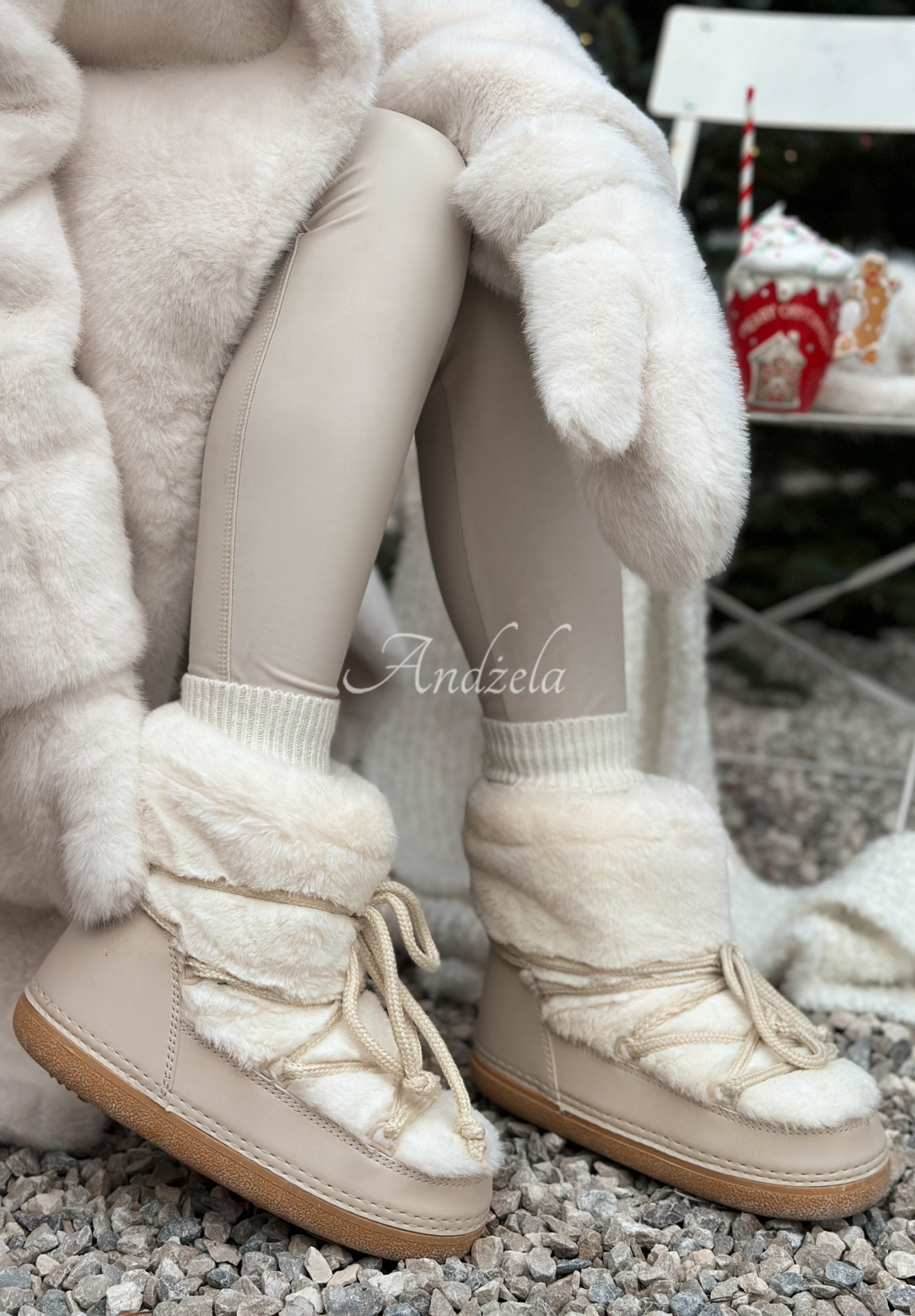 Snow boots with fur End Of Year beige