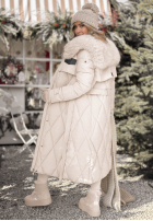 Pikowana kurtka z futerkiem Hot Coffee beżowa