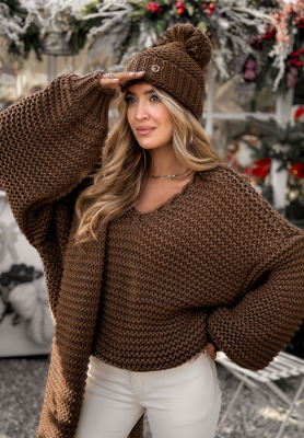 Braided wool sweater Winter Is Calling chocolate