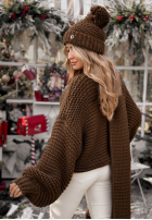 Pleciony sweter z wełną Winter Is Calling czekoladowy