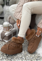 Krótkie zamszowe śniegowce ze sznurowaniem Cold As Ice camelowe