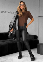 T-shirt z koronką Daily Lace czekoladowy