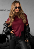 T-shirt z koronką Daily Lace burgundowy