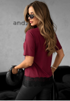 T-shirt z koronką Daily Lace burgundowy