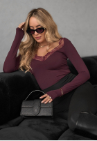 Bluzka longsleeve z koronką Miss In Me burgundowa
