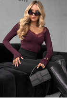 Bluzka longsleeve z koronką Miss In Me burgundowa